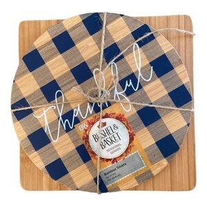 BWTC Bushel & Basket Seasonal Goods Bamboo Trivets Set of Two 7-3…
